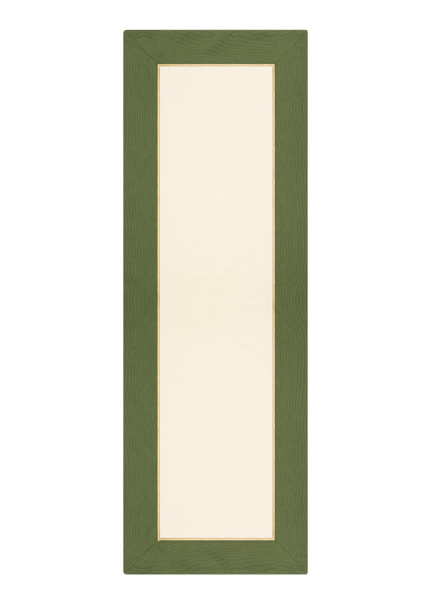 Forest Charm Yeşil & Bej Kumaş Üzerine Altın Renk İşlemeli Runner 150x50 cm