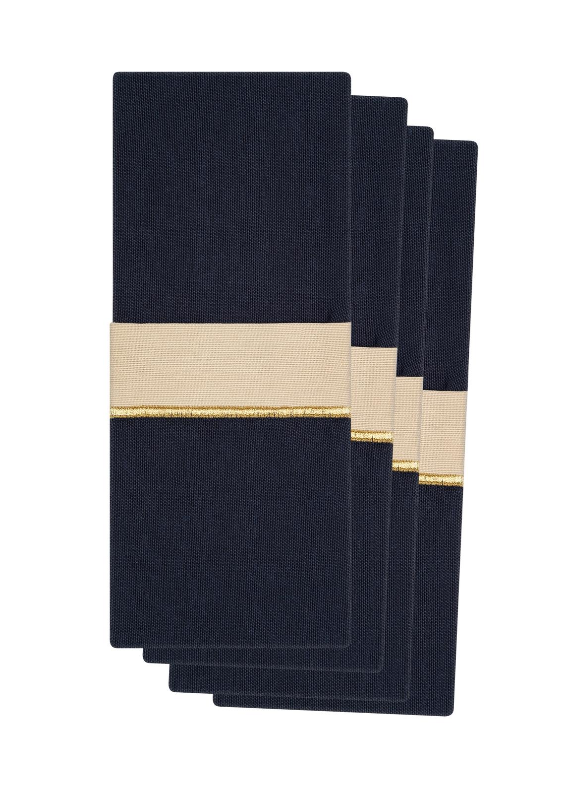 Midnight Shine Lacivert Pamuklu 4'lü Çatal Bıçak Kesesi Seti