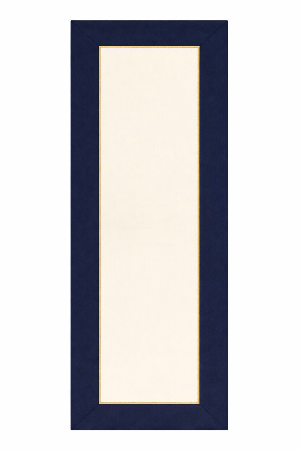 Ocean Noir Lacivert ve Krem Kumaş Üzerine Altın Renk İşlemeli Runner 150 x 50 cm