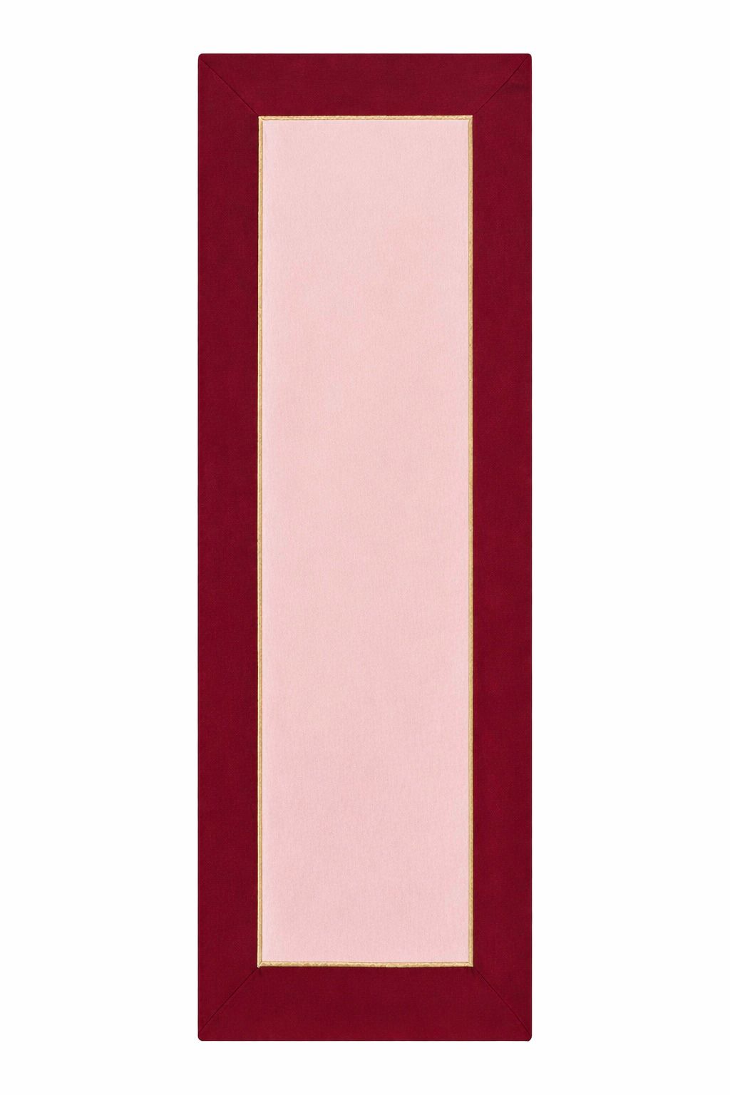 Blush Mist Pembe ve Bordo Kumaş Üzerine Altın Renk İşlemeli Runner 150 x 50 cm