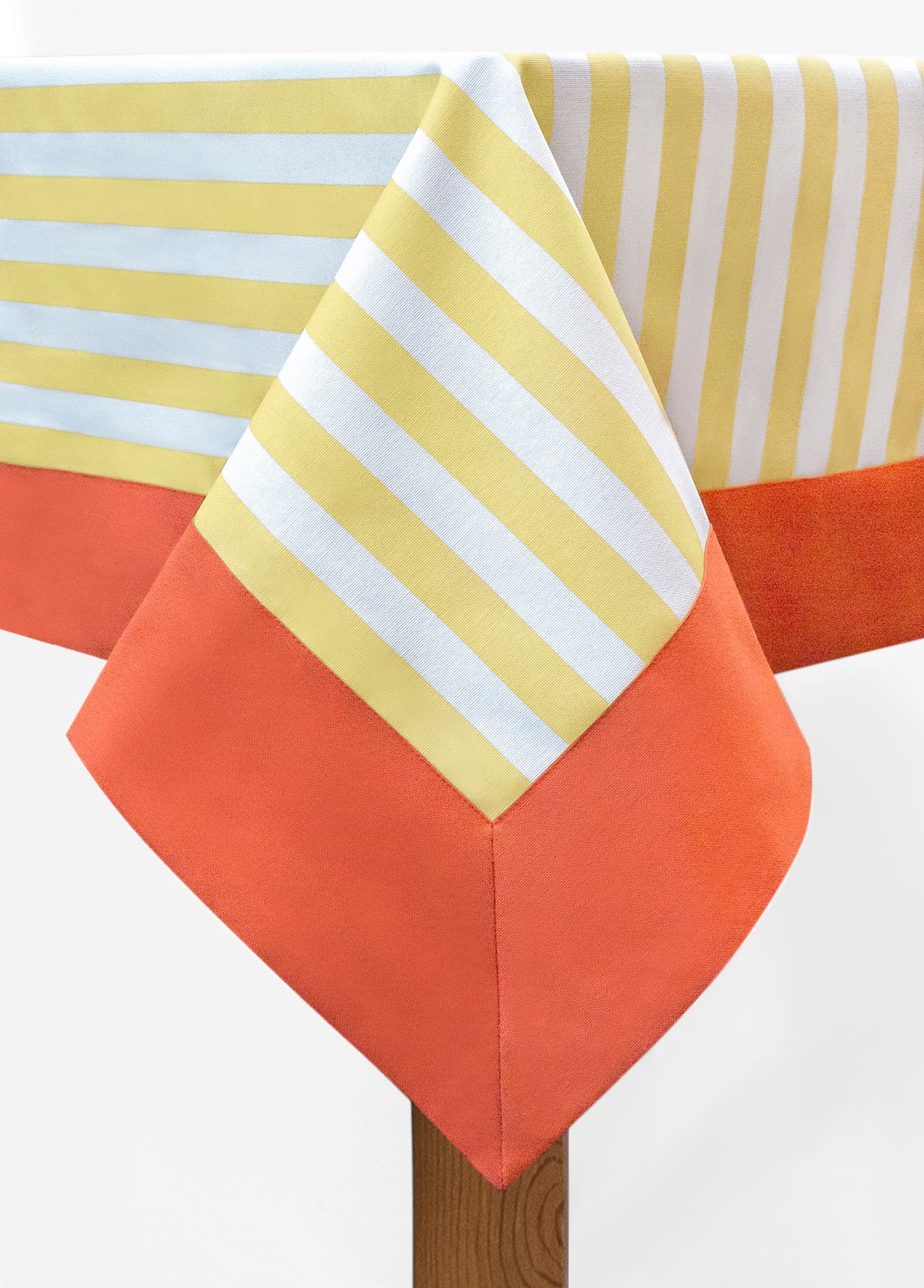 Gala Stripe Series - Yellow Striped Tablecloth with Orange Border 260x160 cm