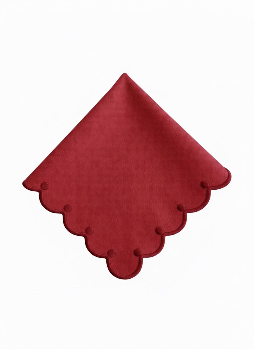 Red Embroidered Placemat & Napkin Set Of 2
