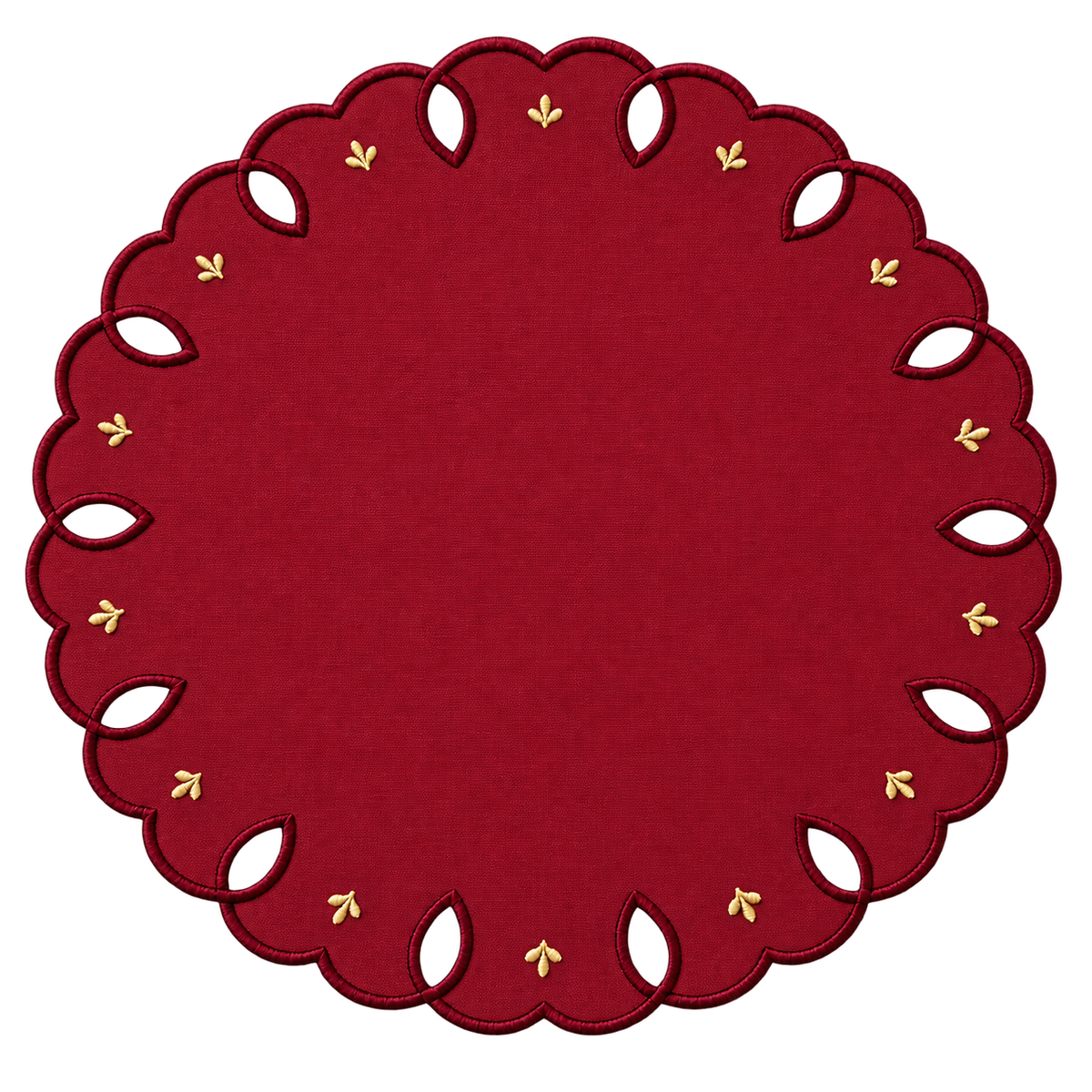 Fleur Édition No.02 | Gold Çiçek Nakışlı Bordo 4’lü Amerikan Servis