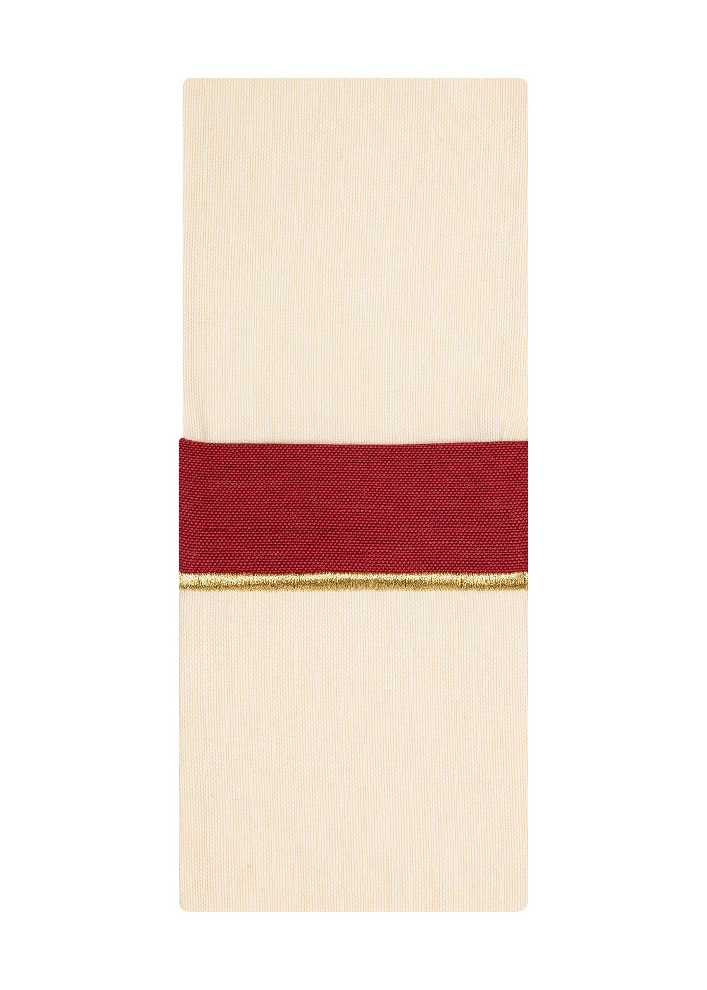 Bordeaux Kırmızı Detaylı Pamuklu 4'lü Çatal Bıçak Kesesi Seti