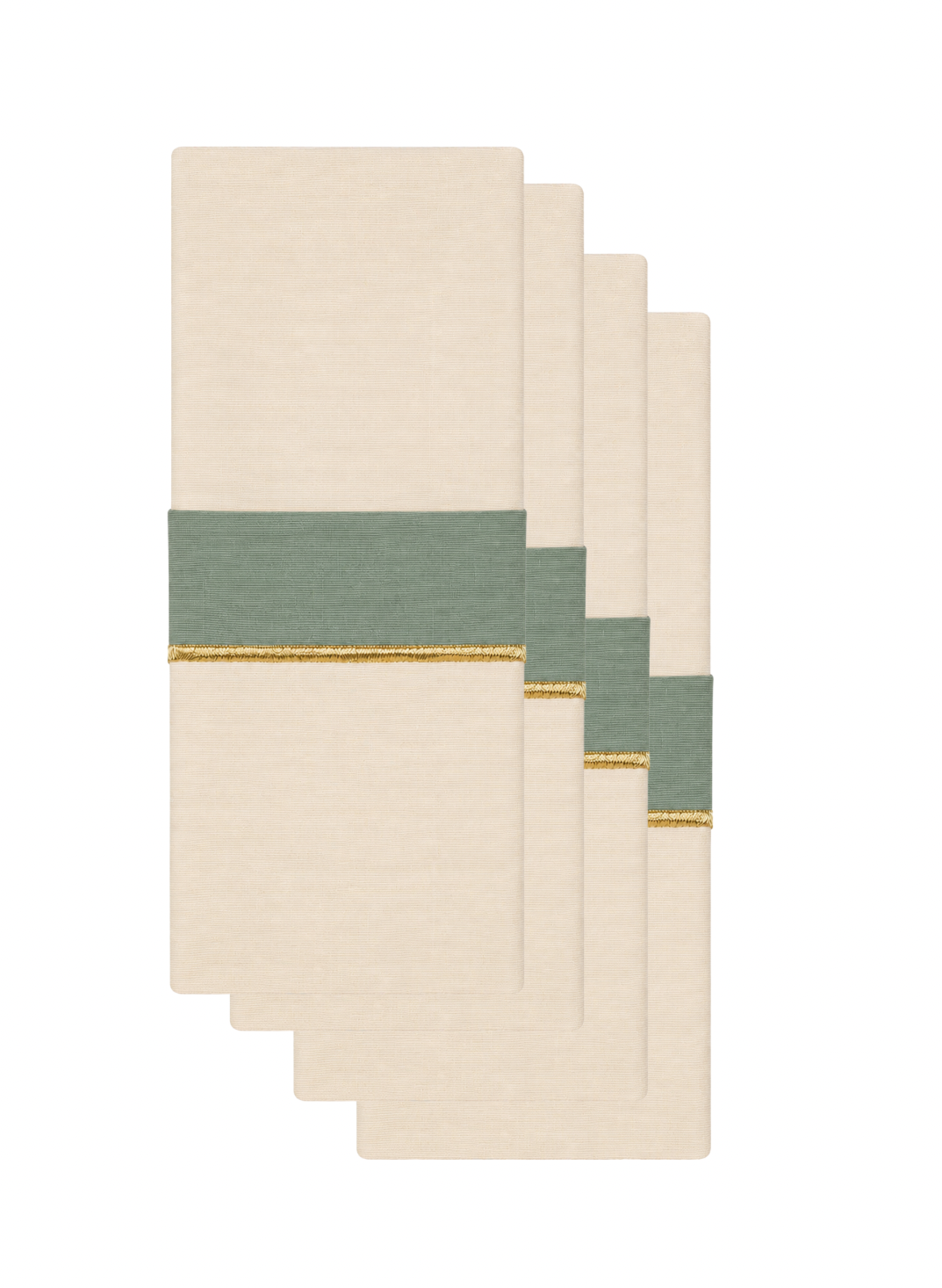 Soft Mint Nil Yeşili Bordür ve Gold Detaylı 4’lü çatal bıçak kaşık Kesesi Seti