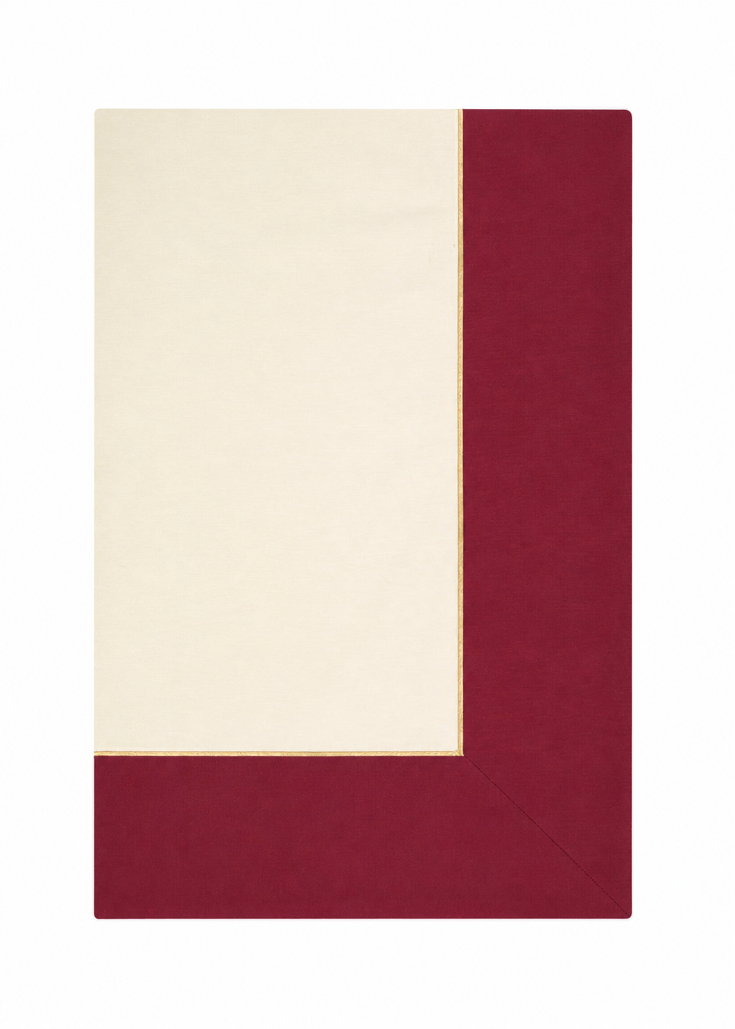 Bordeuax Whisper Masa örtüsü- Bordo Bordür & Krem Kumaş ve Gold işlemeli Masa örtüsü 260x160cm