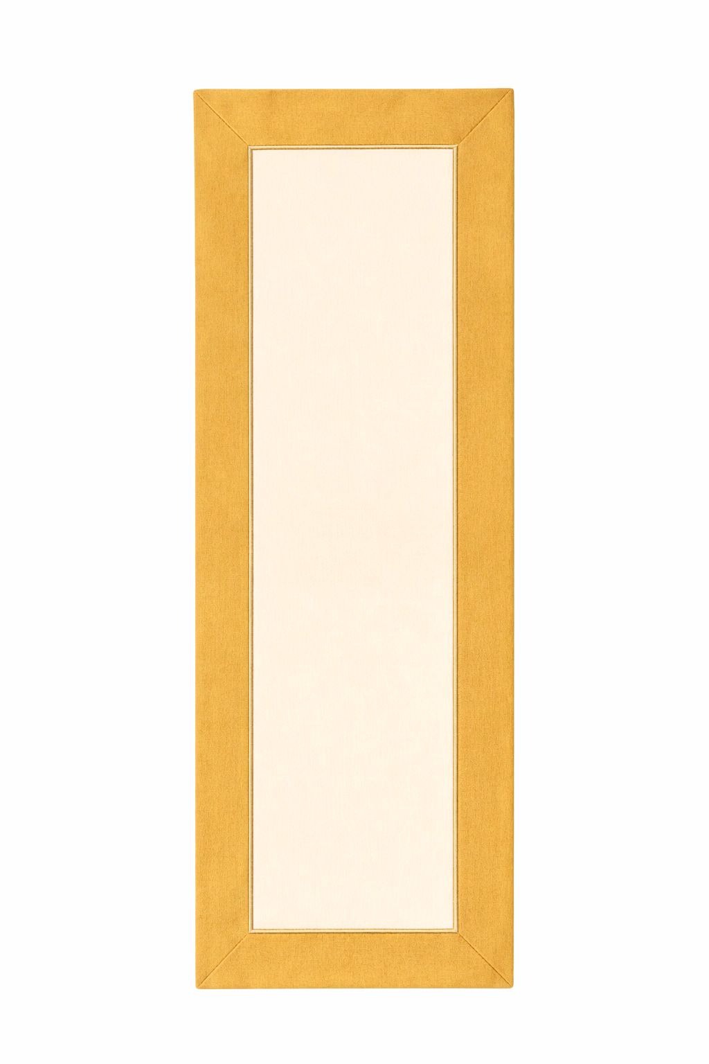 Amber Shine - Hardal ve Krem Kumaş Üzerine Altın Renk İşlemeli Runner 150 x 50 cm