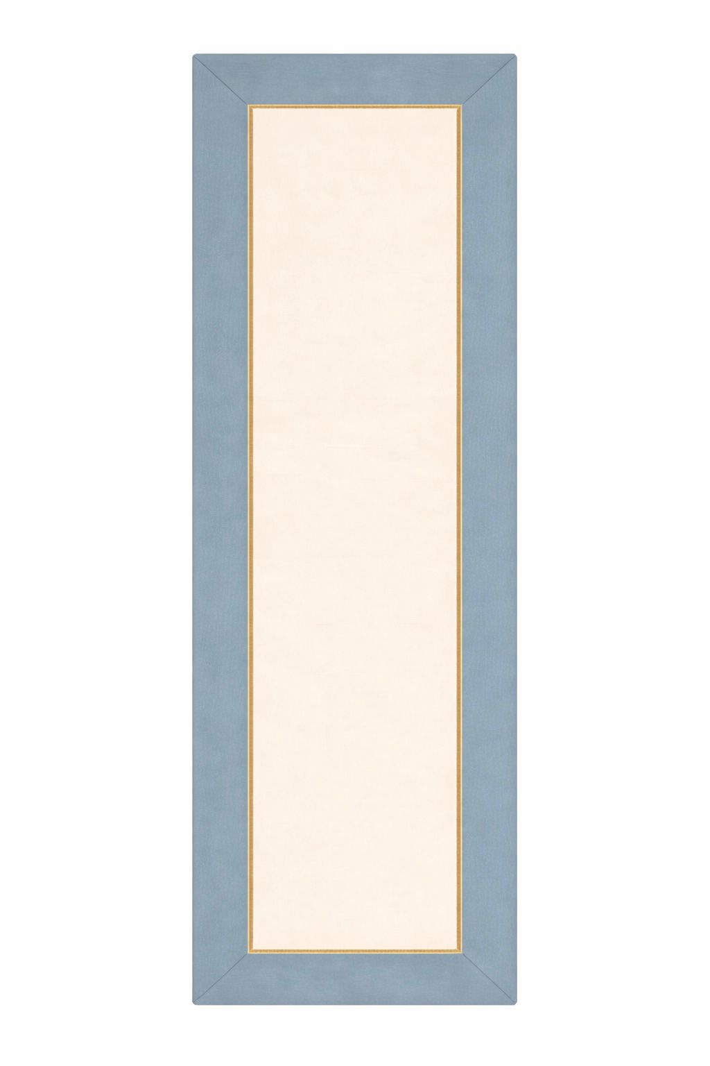 Coastal Mist - Açık Mavi ve Krem Kumaş Üzerine Altın Renk İşlemeli Runner 150 x 50 cm