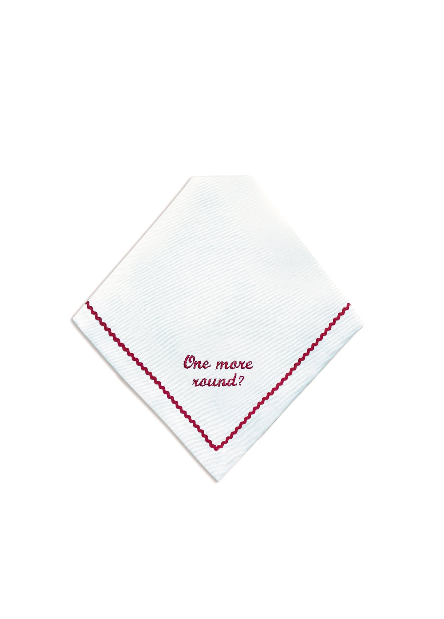 Greetings - Set of 4 Zigzag Napkins with Red Embroidery on White - 40x40 cm