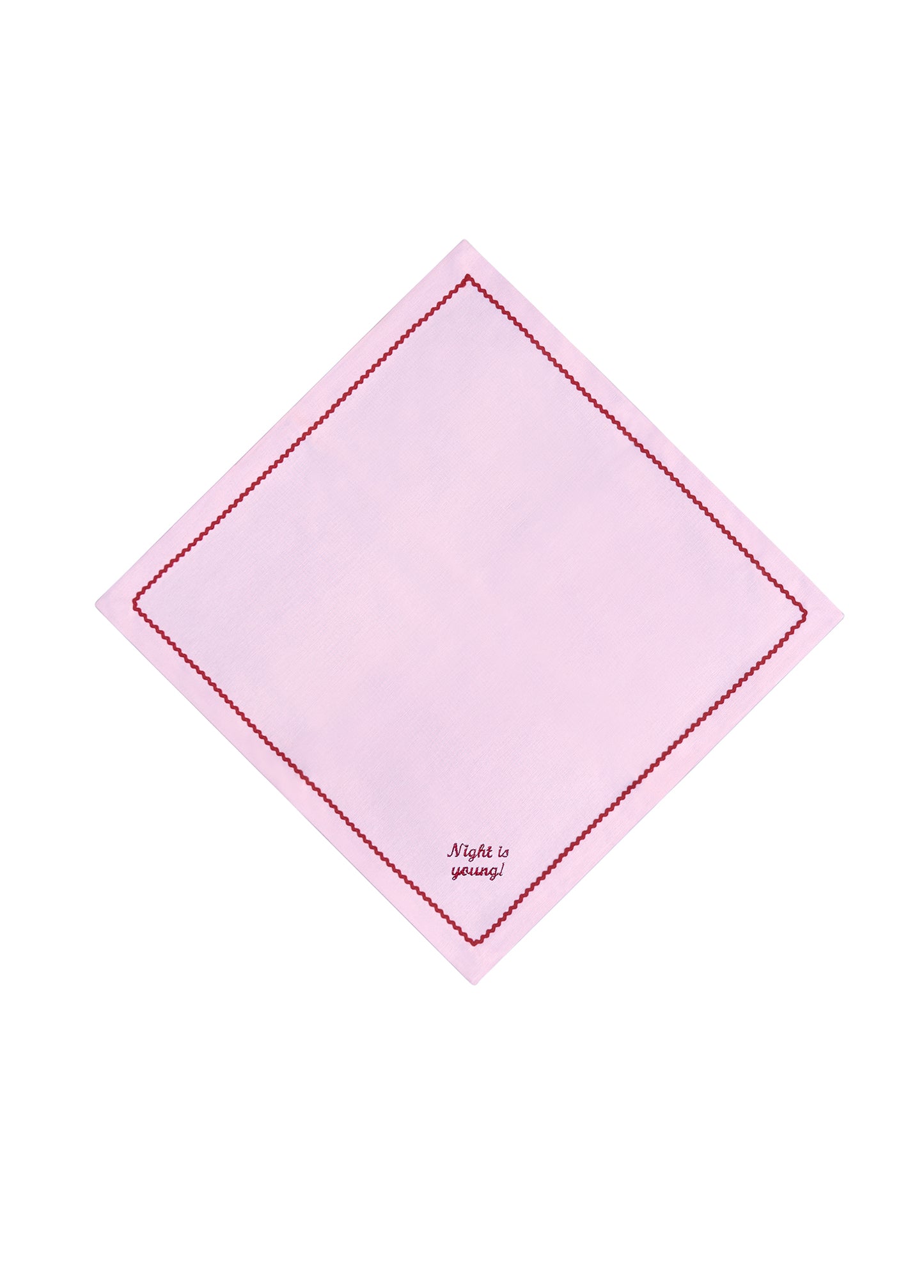 Greetings - Set of 4 Zigzag Napkins with Red Embroidery on Pink - 40x40 cm