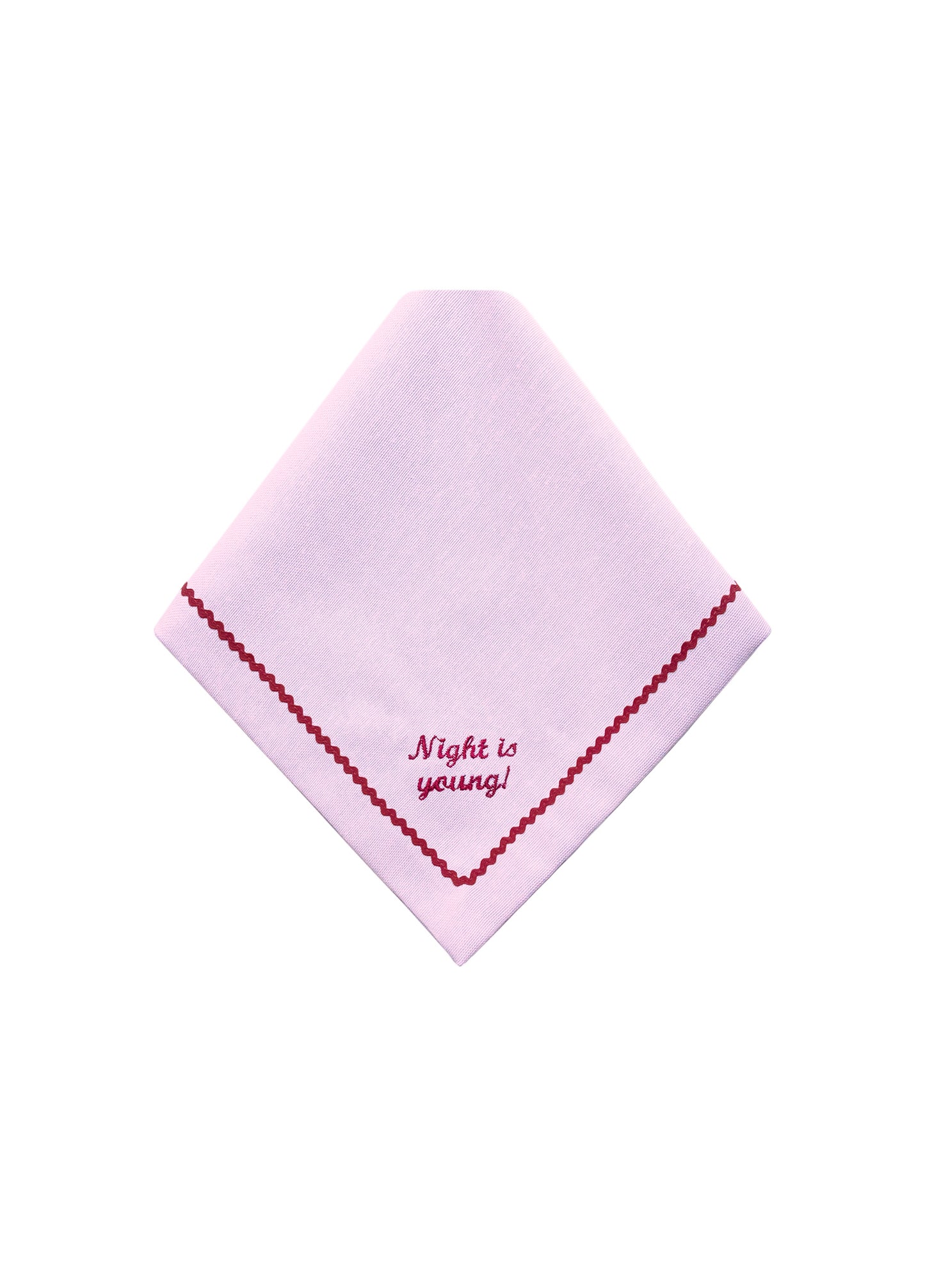 Greetings - Set of 4 Zigzag Napkins with Red Embroidery on Pink - 40x40 cm