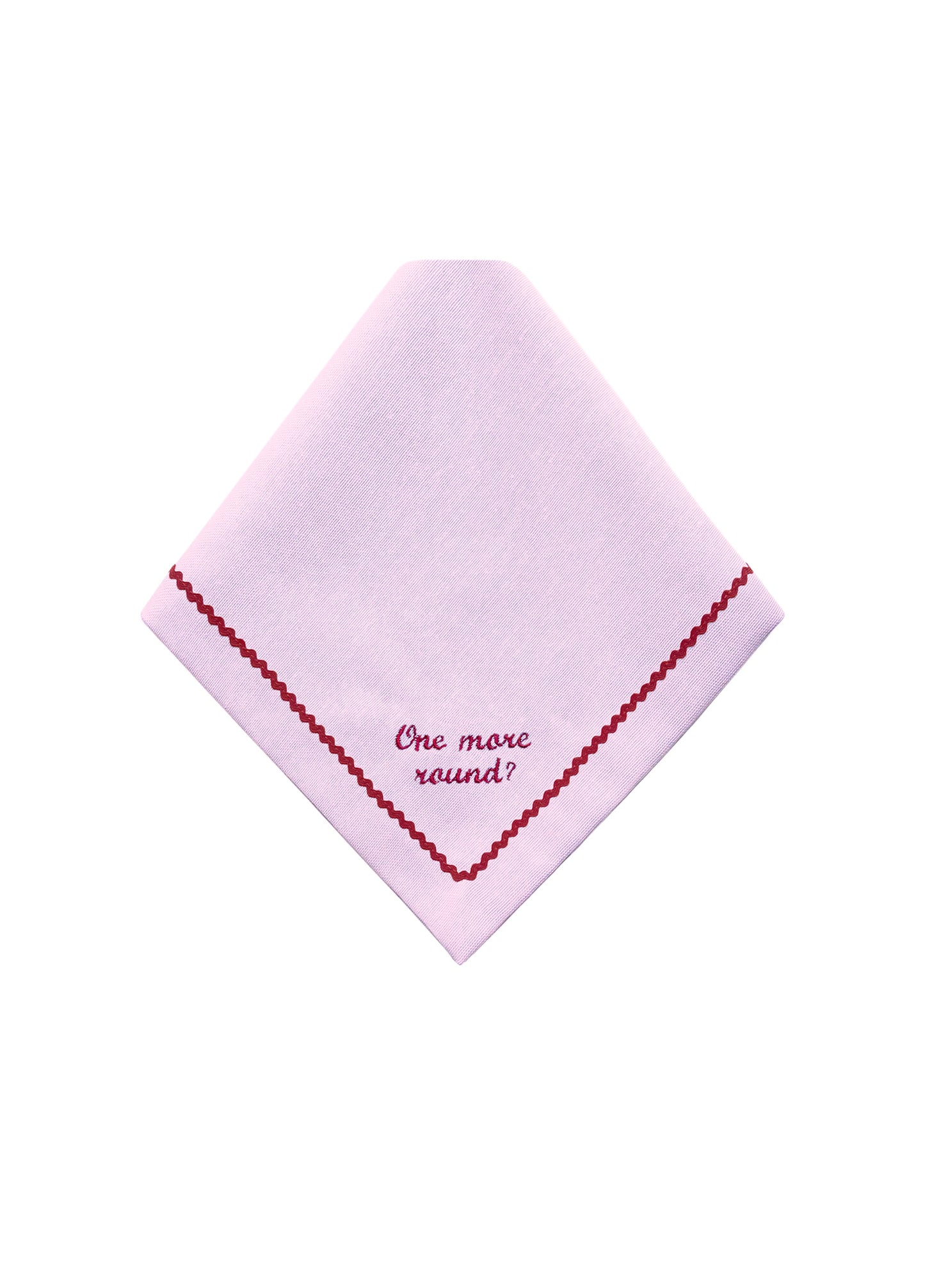 Greetings - Set of 4 Zigzag Napkins with Red Embroidery on Pink - 40x40 cm