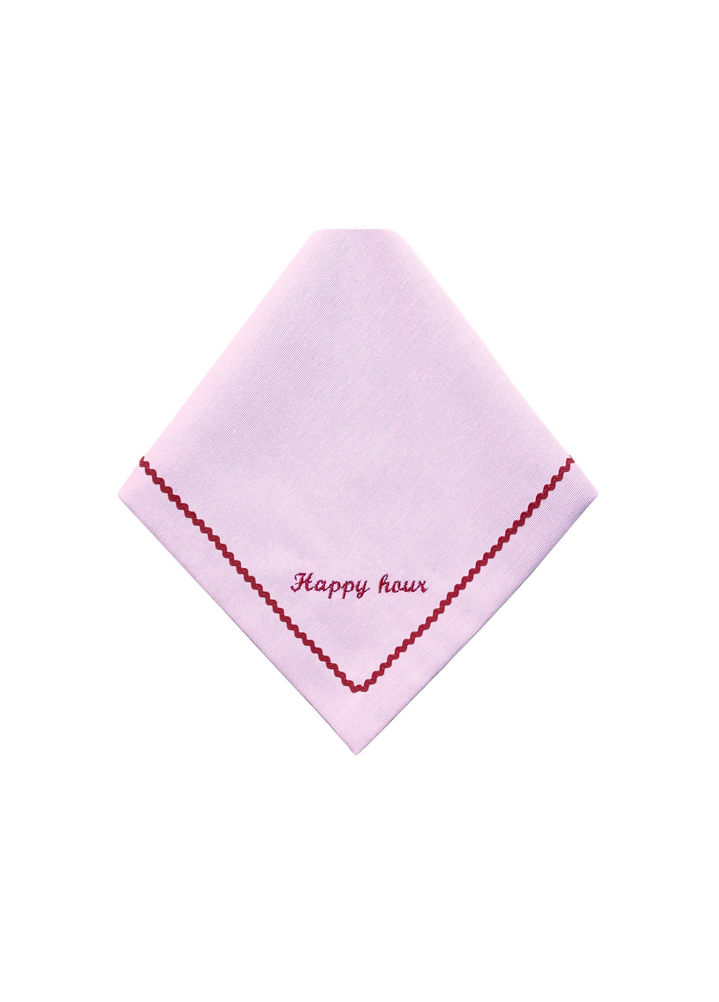Greetings - Set of 4 Zigzag Napkins with Red Embroidery on Pink - 40x40 cm