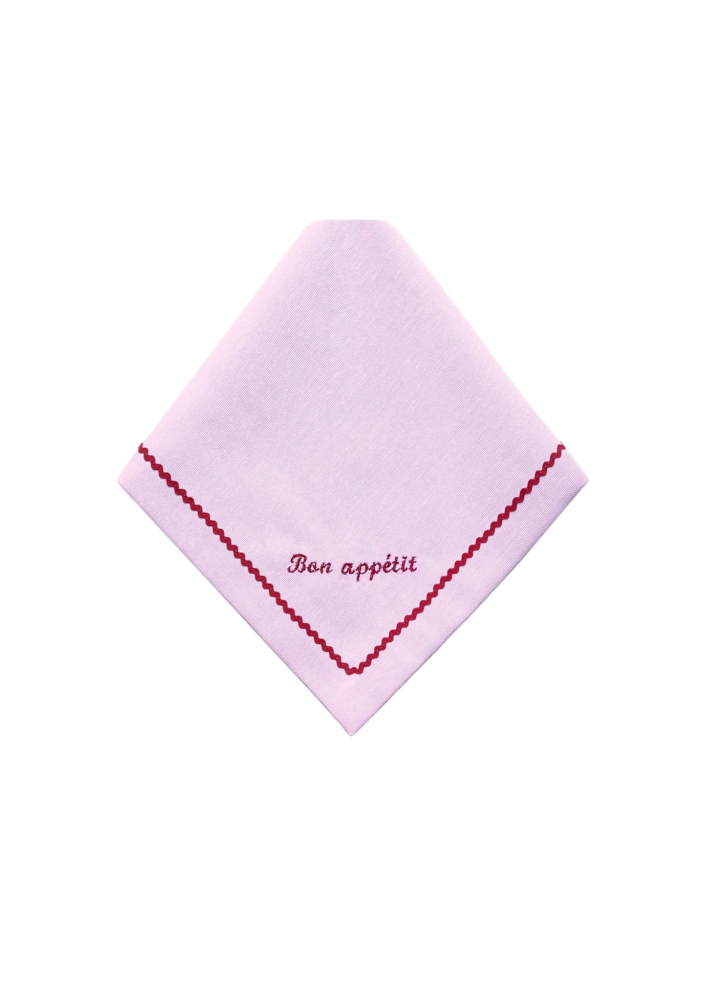 Greetings - Set of 4 Zigzag Napkins with Red Embroidery on Pink - 40x40 cm