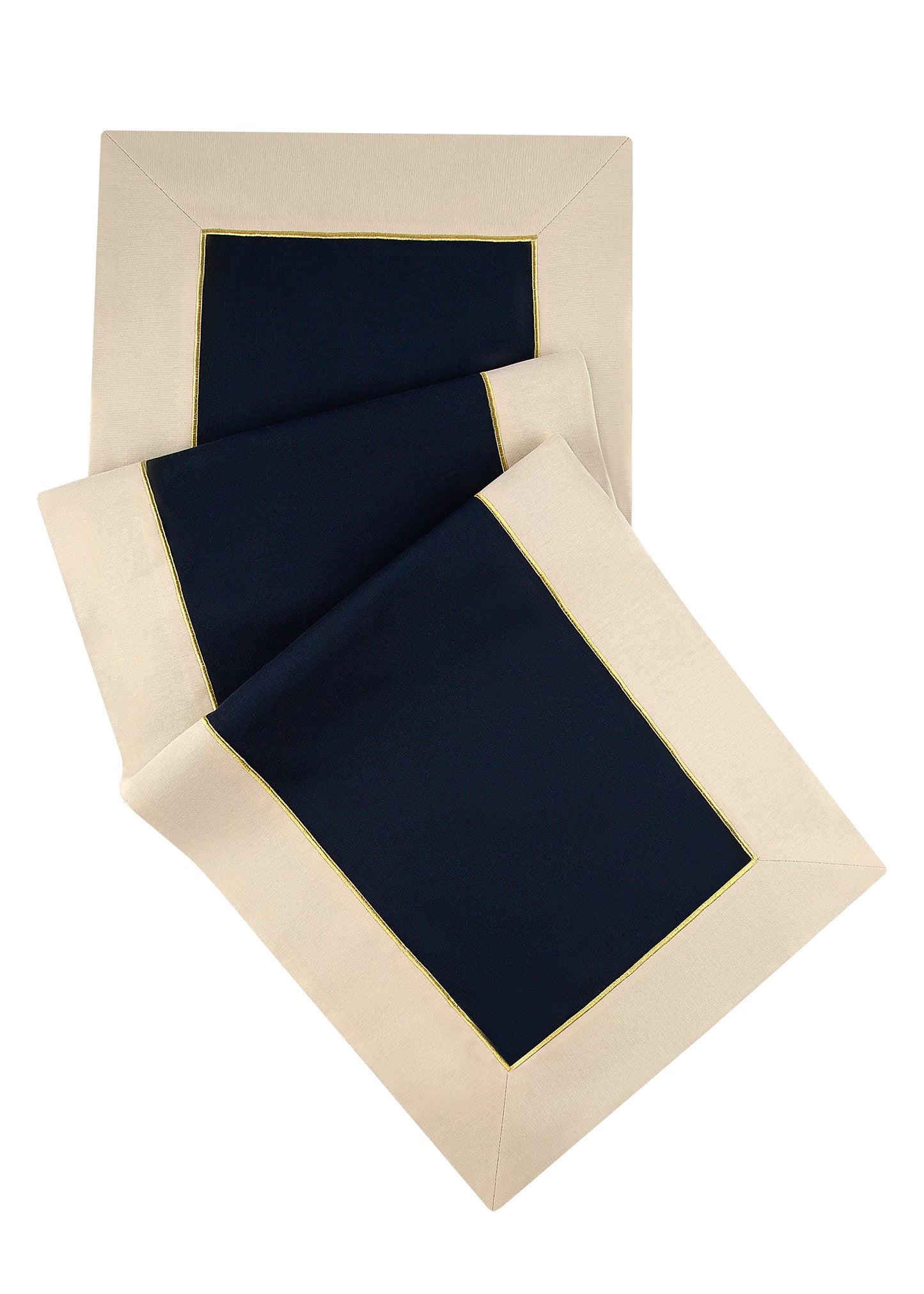 Navy Blue & Beige With Gold Embroidered, Timeless Runner, 150 x 50 cm  -“Midnight Shine Runner”