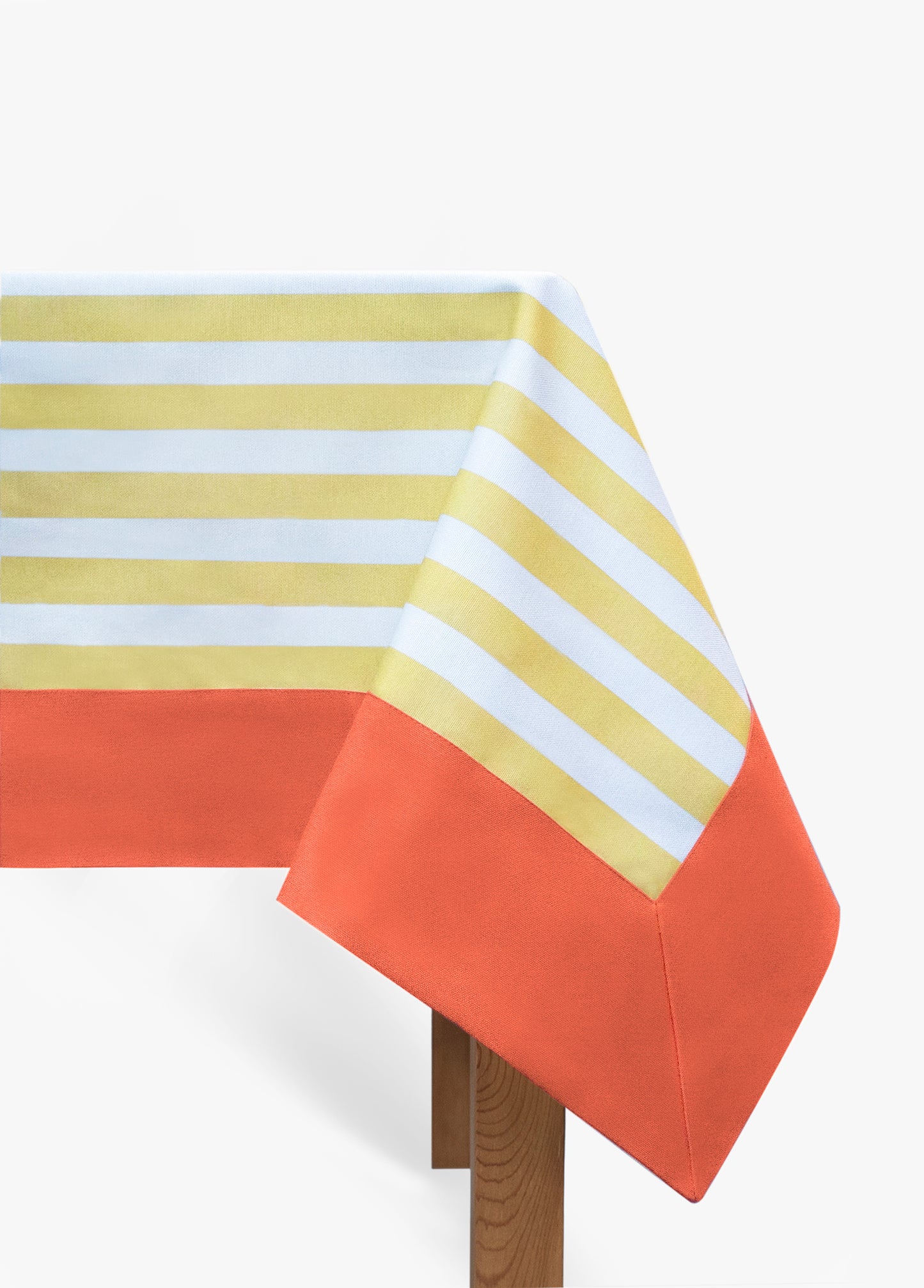 Gala Stripe Series - Yellow Striped Tablecloth with Orange Border 260x160 cm