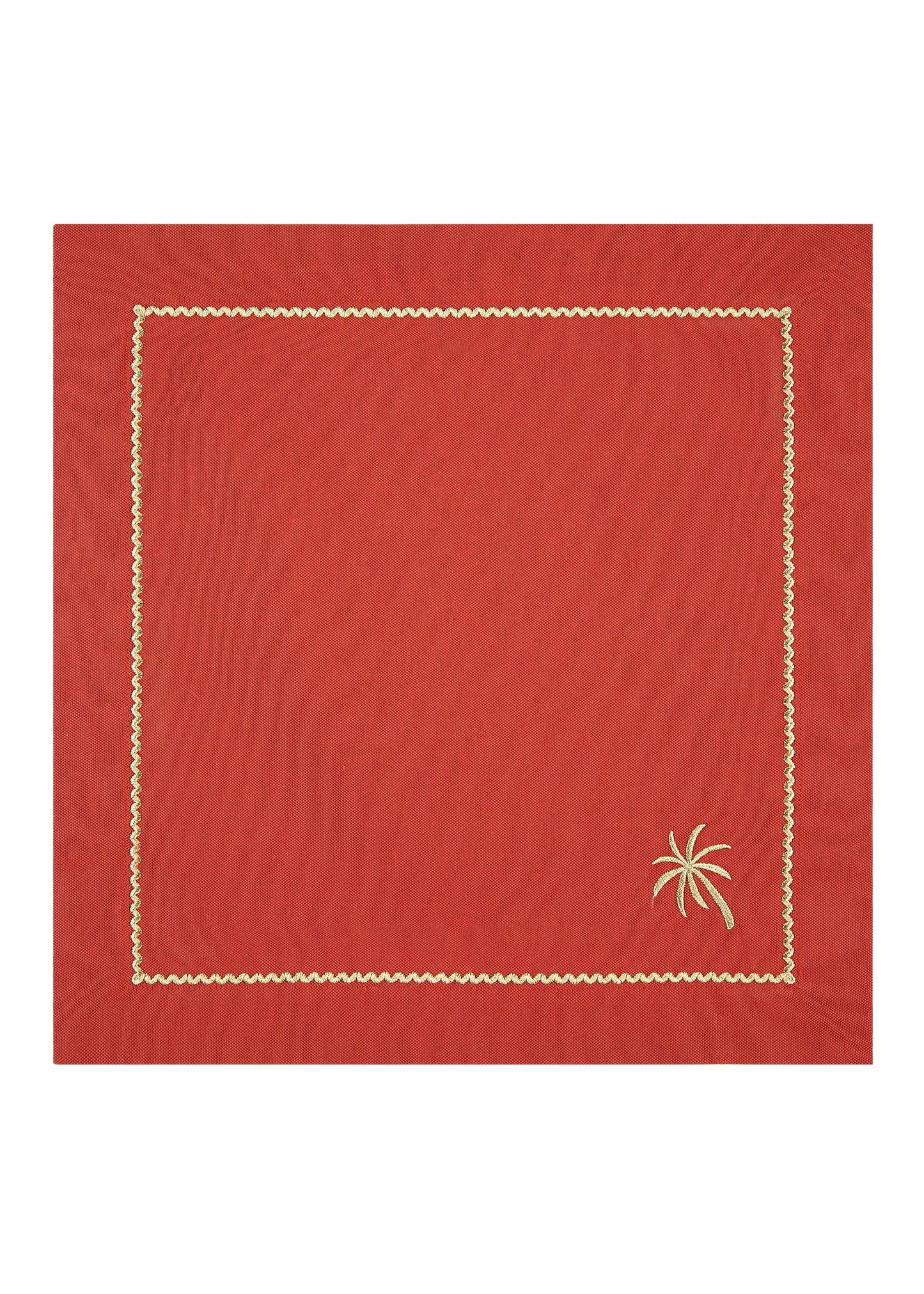 Brick Red Embroidered Napkin Set Of 4 - “ Brick Palm Charm”