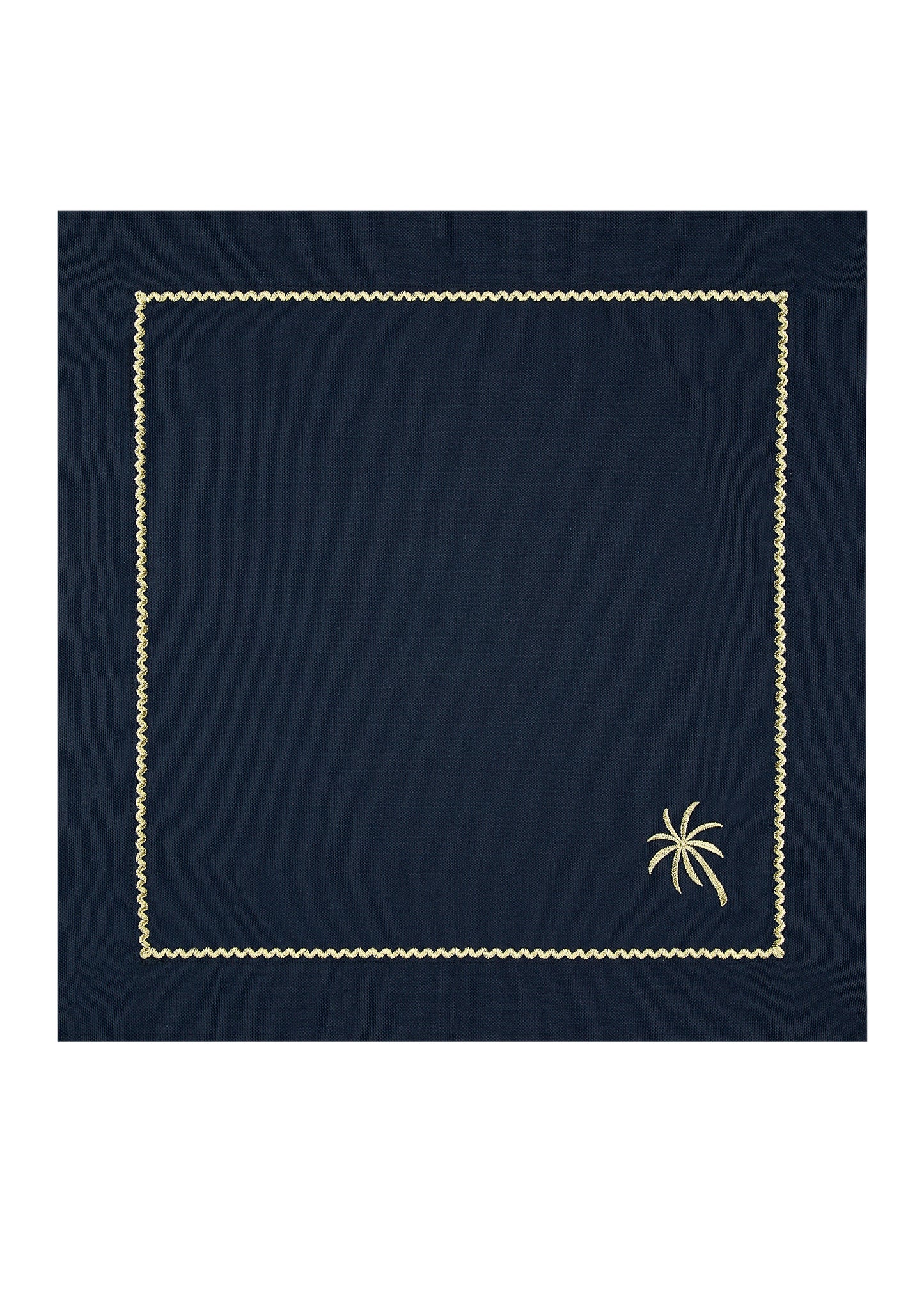 Navy Blue embroidered napkin set of 4 - “Navy Palm Charm”