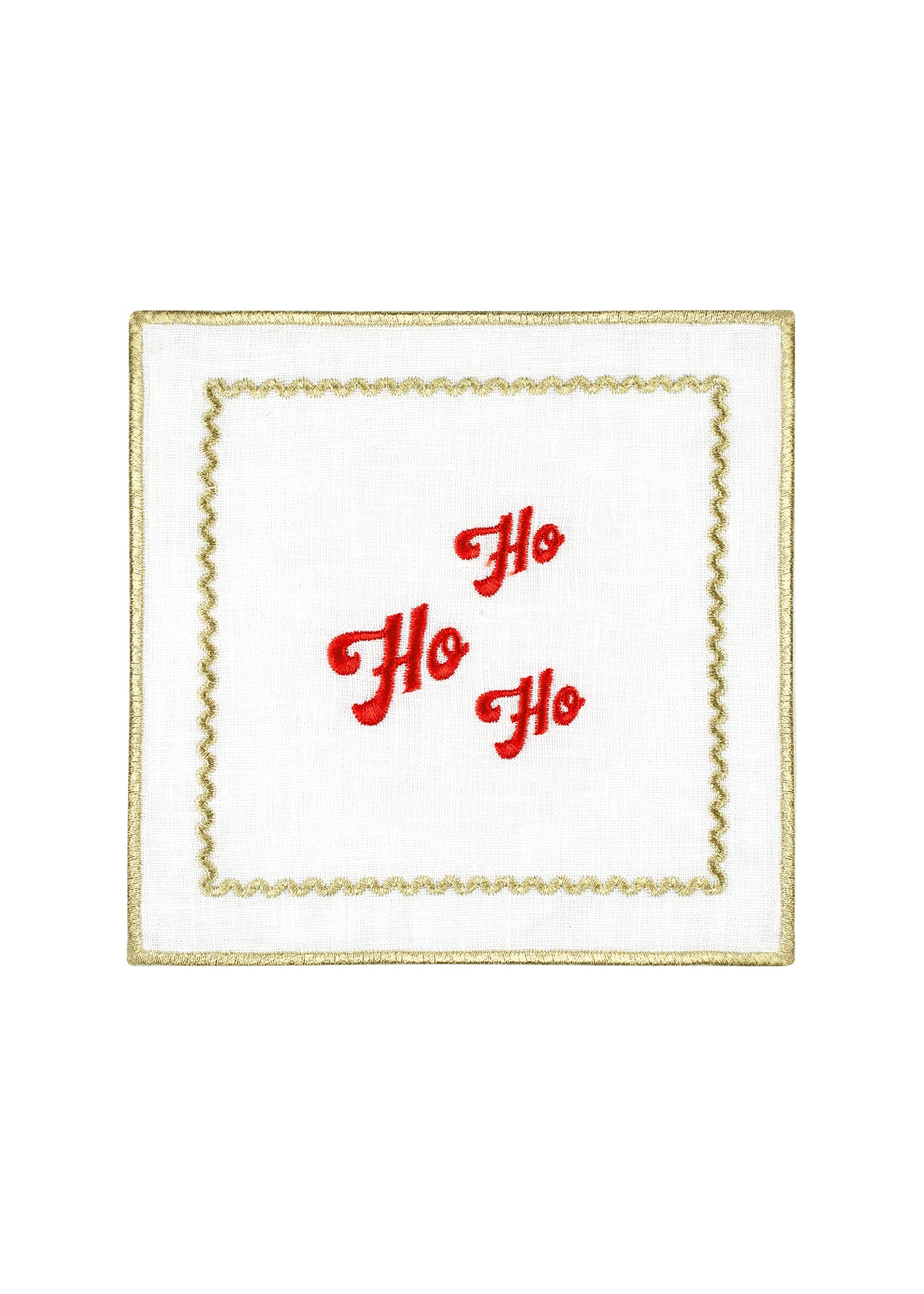 Embroidered Linen Cocktail Napkin Set Of 4 - “Christmas Cheer”