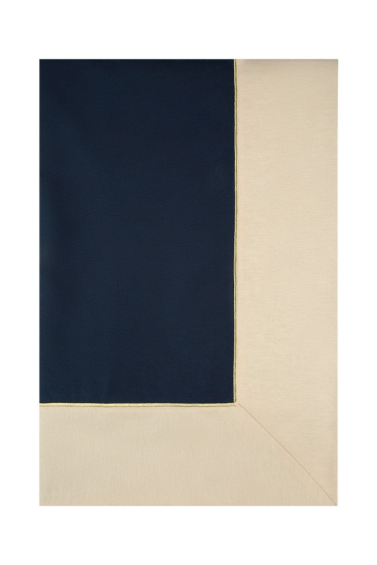 Navy Blue & Beige With Gold Embroidered, Timeless Tablecloth , 260x160cm  -“Midnight Shine Tablecloth”